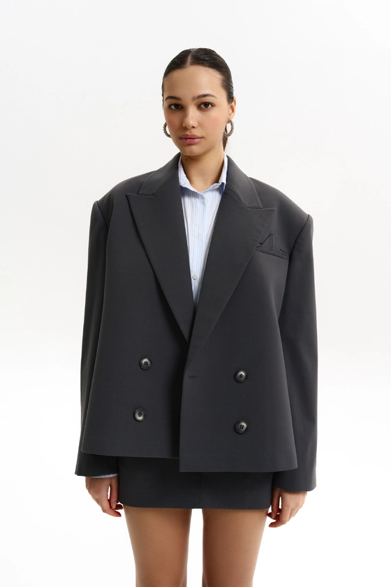 Жакет вовняний оверсайз з трикутничком 