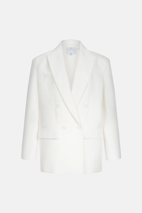 Double-breasted cotton blazer with shoulder pads