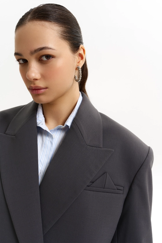 Жакет вовняний оверсайз з трикутничком 