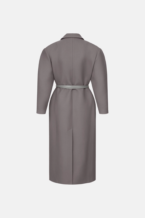 Double-breasted coat with accent shoulders