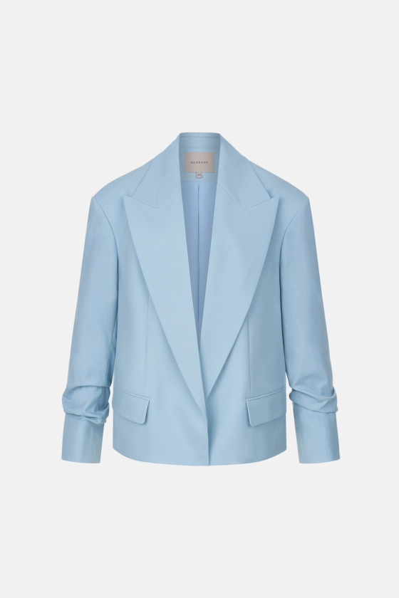 Oversized wool blazer with gathering on the sleeve - photo 1