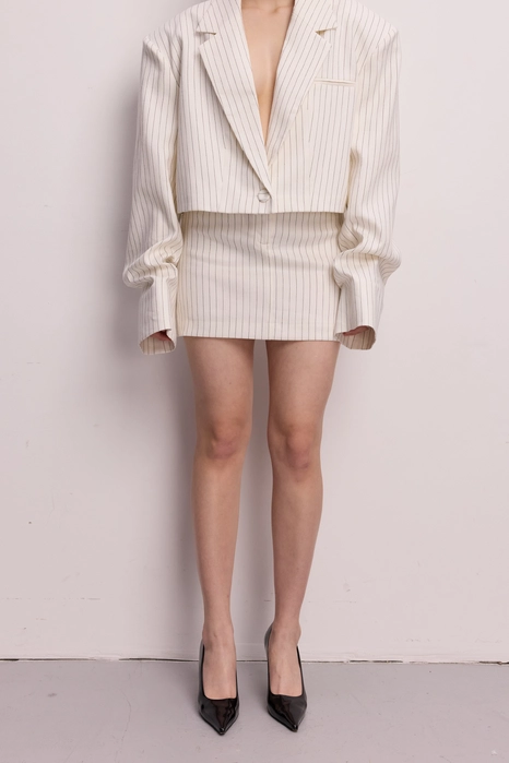 Спідниця міні лляна з високою посадкою