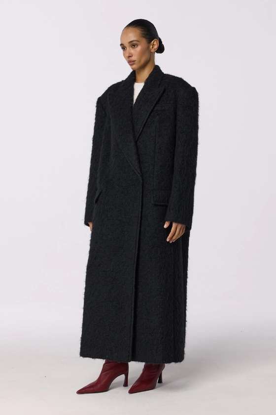 Пальто оверсайз прямого крою з альпаки 