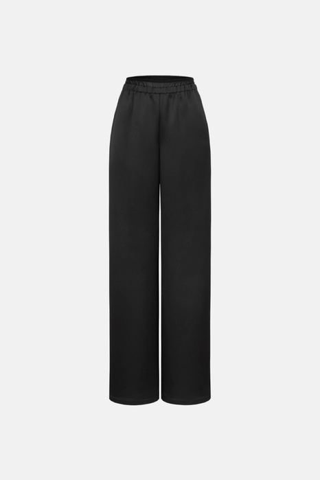 Брюки атласні з імітацією мереживної білизни