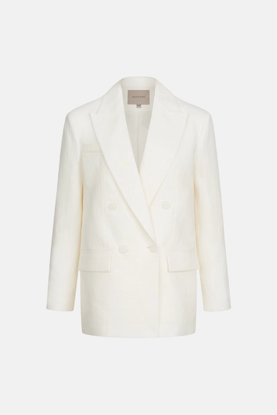 Жакет лляний двобортний оверсайз з підплічниками 