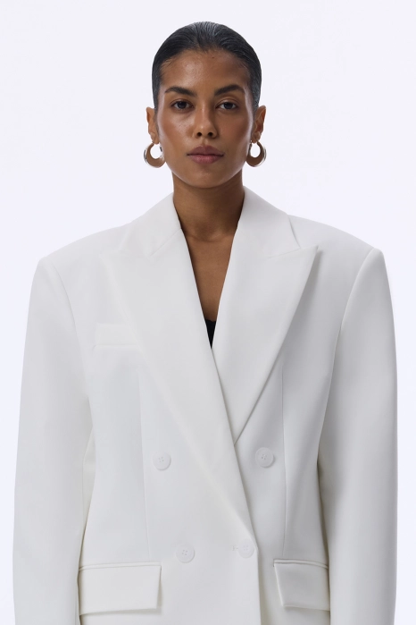 Double-breasted cotton blazer with shoulder pads