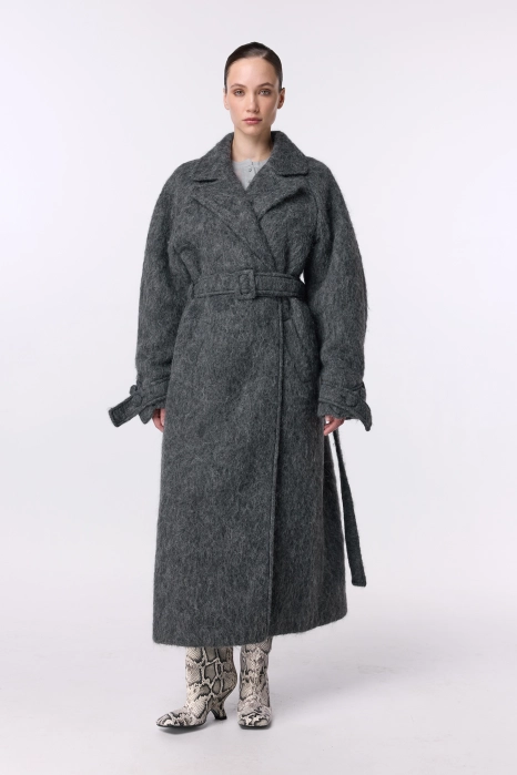 Пальто з альпаки максі зі спущеним рукавом