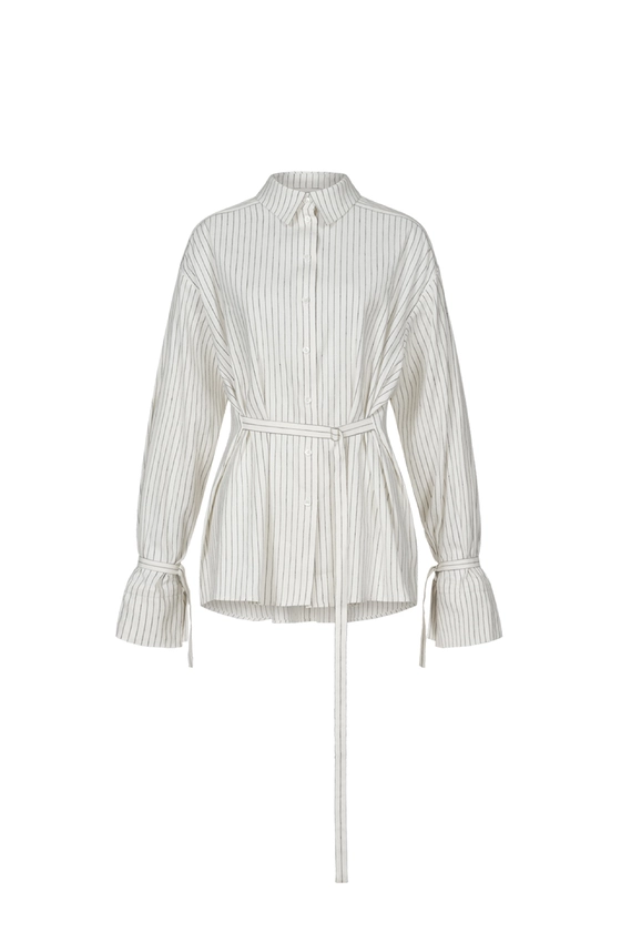 Сорочка лляна оверсайз подовжена з зав'язками 