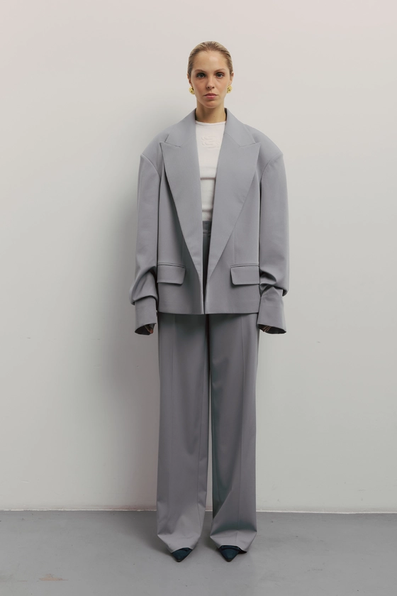 Брюки котонові на середній посадці зі стрілками 