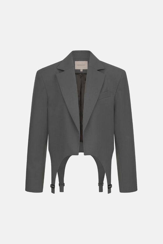 Жакет кроп вовняний з гартерами 