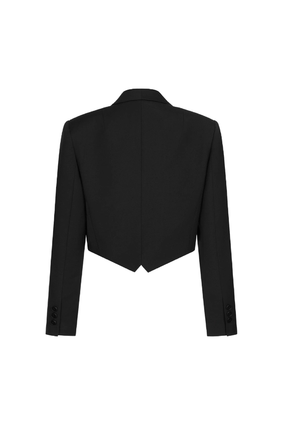 Жакет-кроп з атласним лацканом 