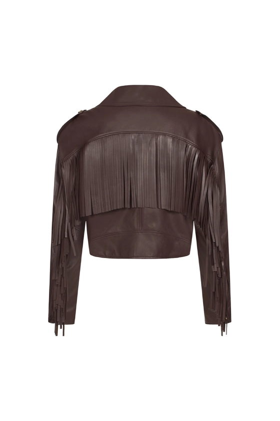 Куртка шкіряна з бахромою 