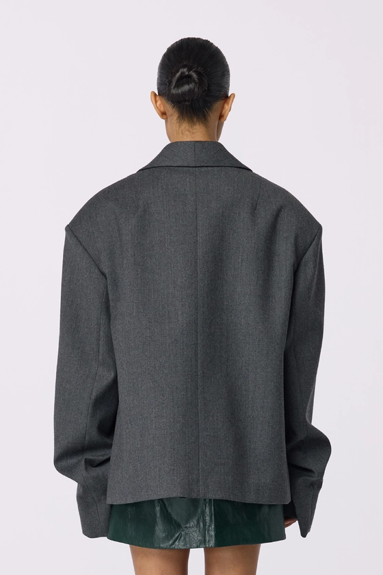 Жакет вовняний оверсайз зі збіркою на рукаві 