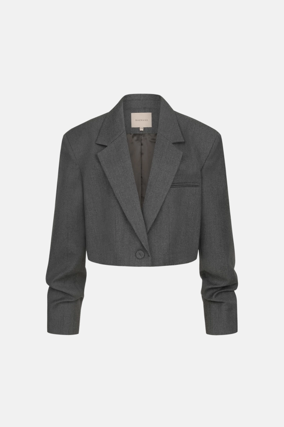 Cropped wool blazer with gathered details on the sleeves - photo 1
