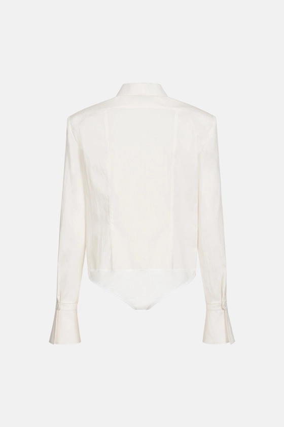 Сорочка-боді приталена з акцентним плечем 