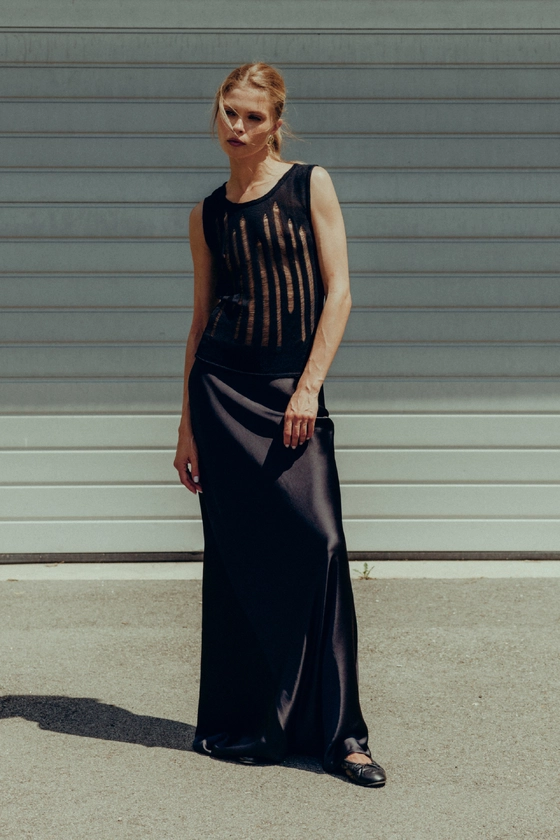 Спідниця атласна максі 