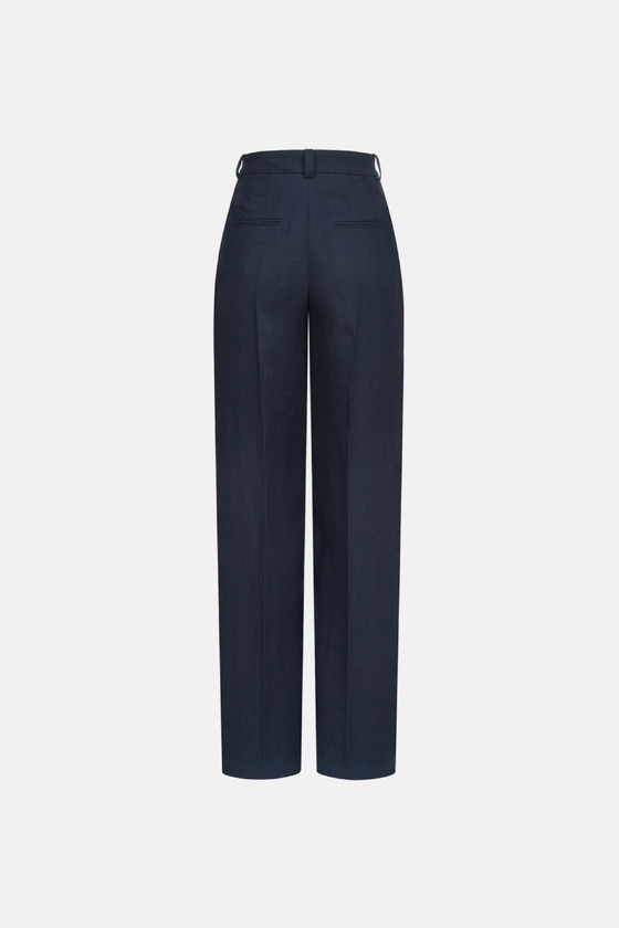 Брюки лляні на середній посадці зі стрілками 