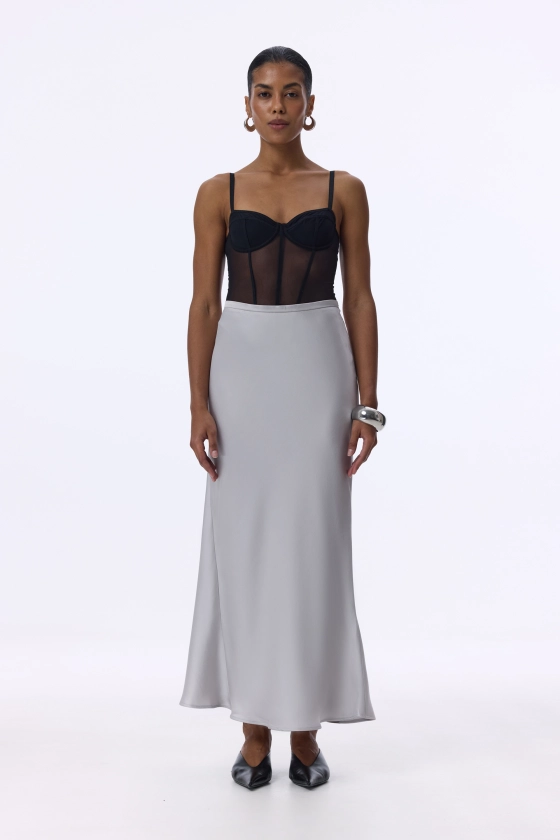 Satin midi skirt - photo 3