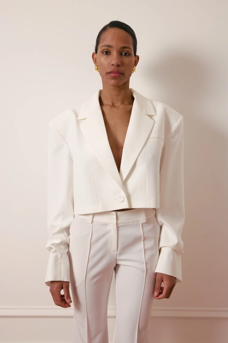 Жакет кроп котоновий зі збіркою на рукаві Жакет кроп котоновий зі збіркою на рукаві