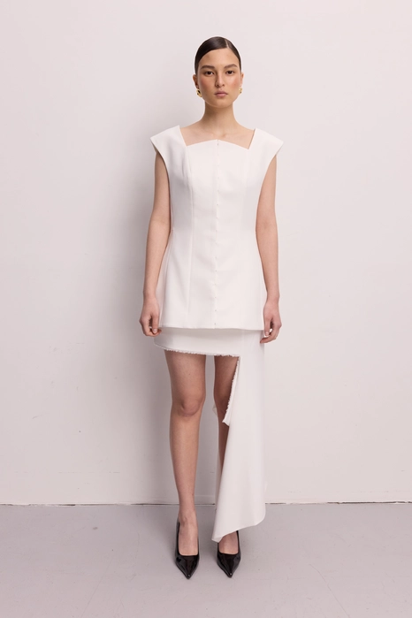 Спідниця котонова міні з відрізаною деталлю