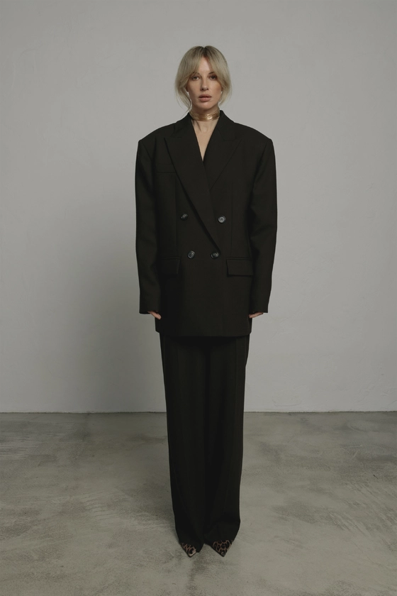 Брюки вовняні на середній посадці зі стрілками 