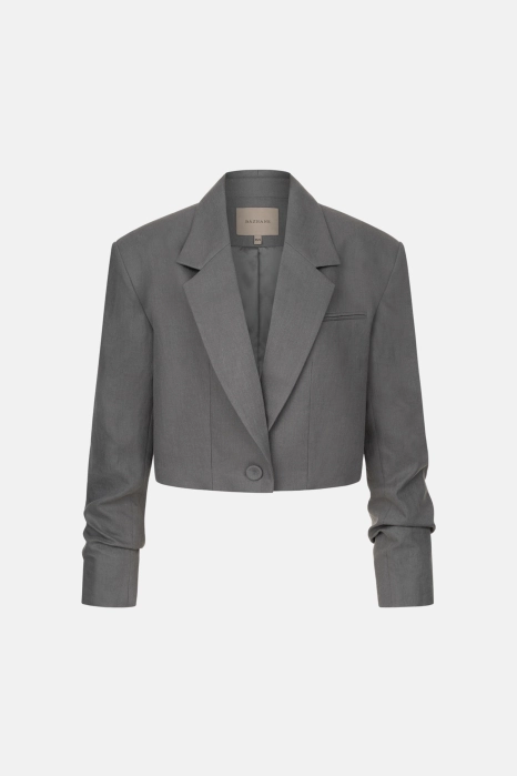 Жакет кроп лляний зі збіркою на рукаві