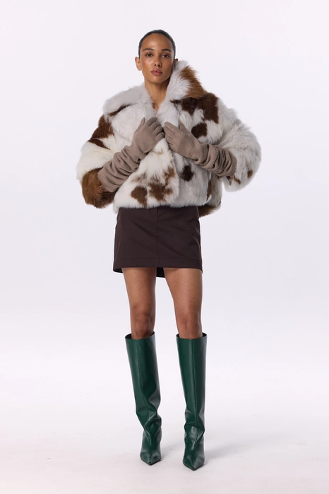 High-waisted wool mini skirt