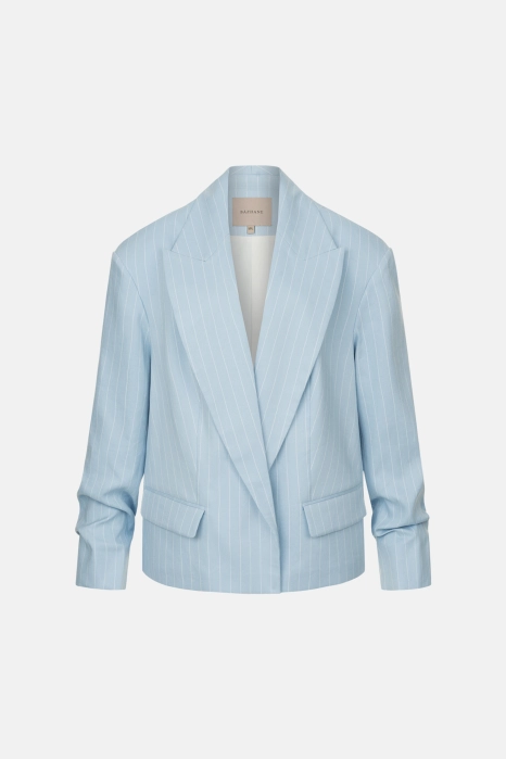 Жакет лляний оверсайз зі збіркою на рукаві