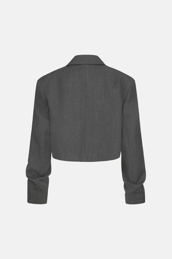Жакет кроп вовняний зі збіркою на рукаві 