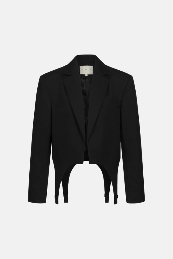 Жакет кроп вовняний з гартерами 