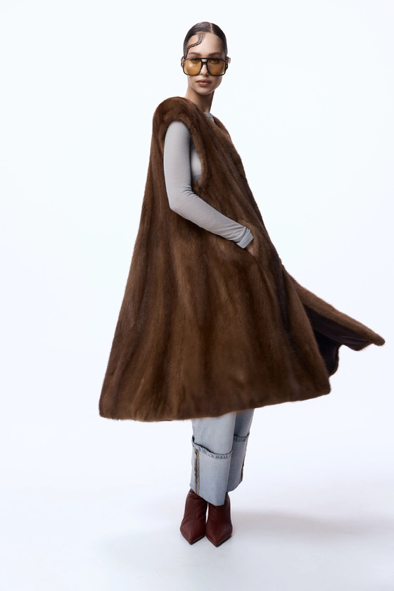 Вінтажна норкова шуба-жилет 