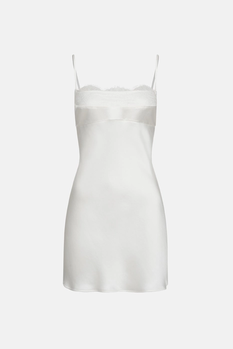 Сукня міні на тонких бретельках з мереживом