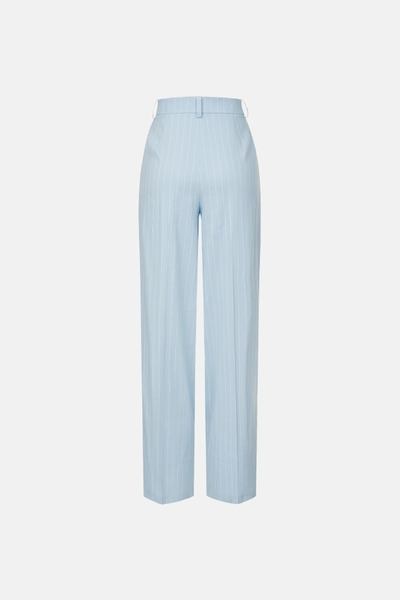 Брюки лляні на середній посадці зі стрілками 