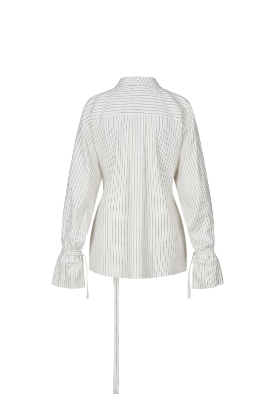 Сорочка лляна оверсайз подовжена з зав'язками - фото 2