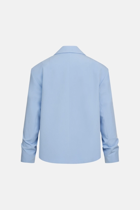 Oversized cotton blazer with gathering on the sleeve