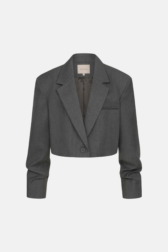 Жакет кроп вовняний зі збіркою на рукаві 
