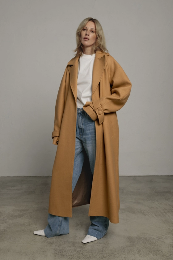 Пальто максі зі спущеним рукавом 