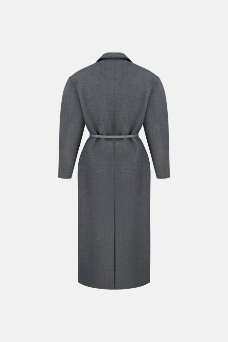 Double-breasted coat with accent shoulder