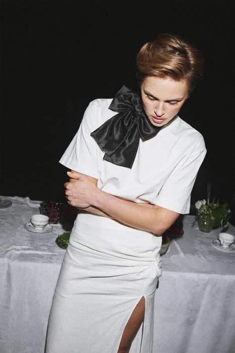 Спідниця лляна максі з вузлом