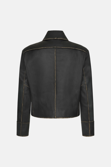 Куртка шкіряна з натуральними потертостями