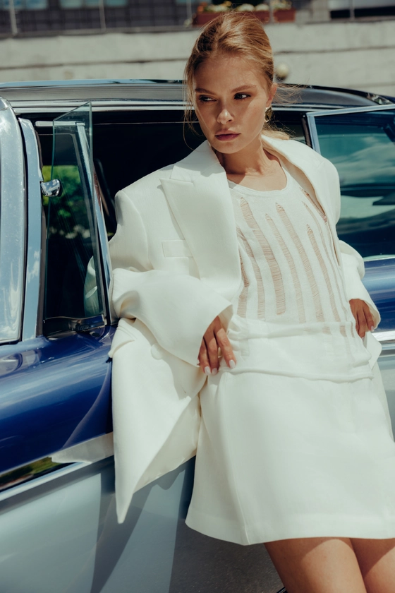 Спідниця лляна міні з середньою посадкою 