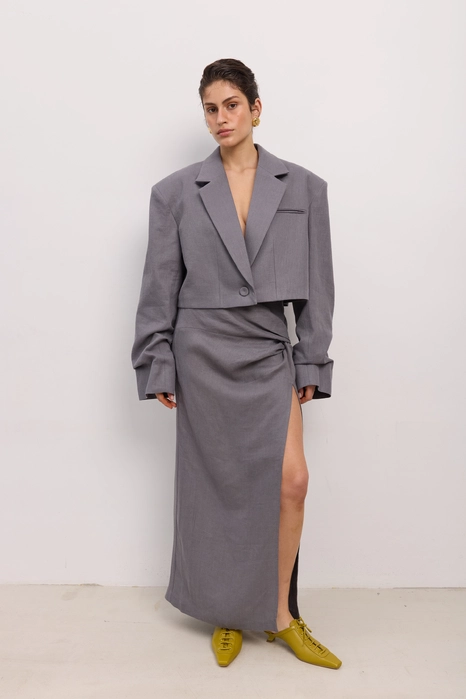 Linen maxi skirt with knot