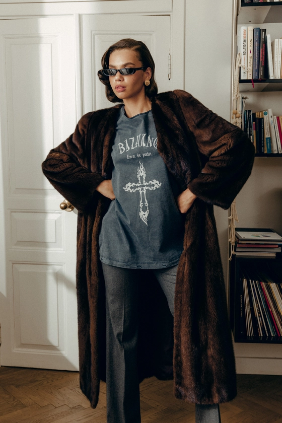 Вінтажна футболка оверсайз з принтом Хрест 