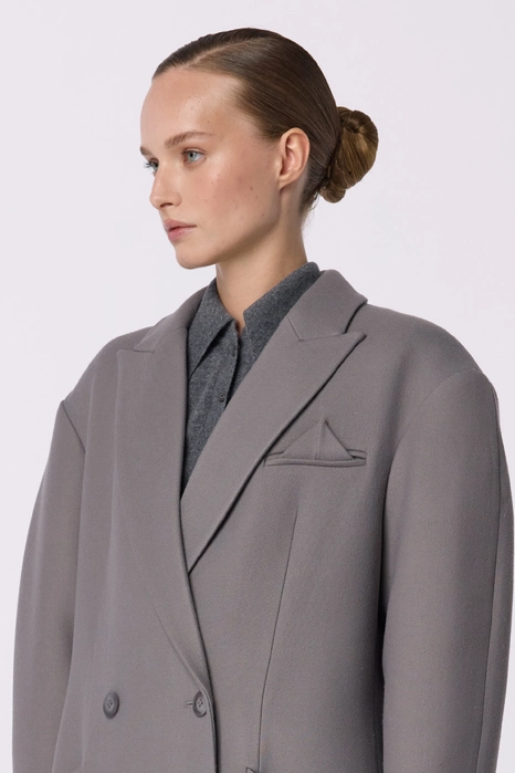 Double-breasted coat with accent shoulders
