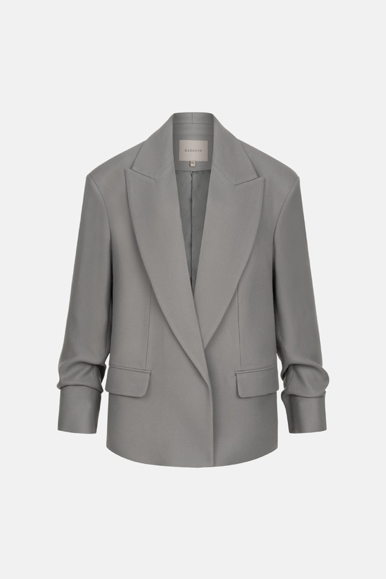 Пальто-жакет оверсайз із збіркою на рукаві 