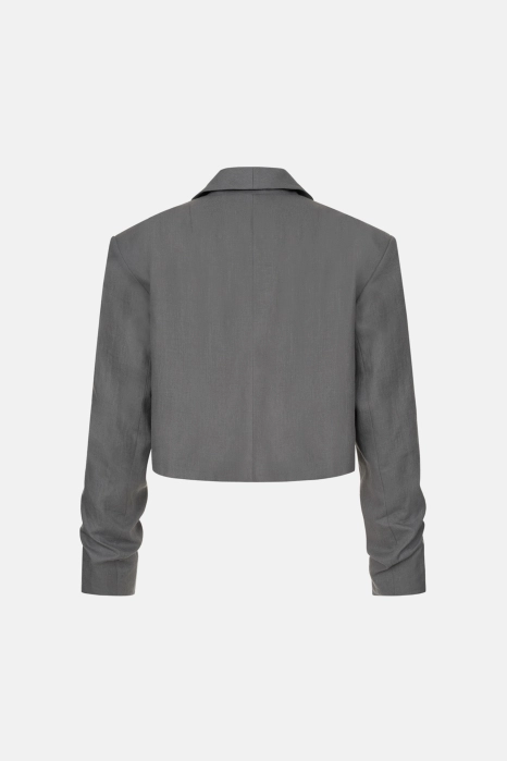 Жакет кроп лляний зі збіркою на рукаві