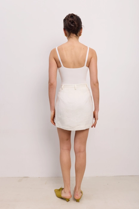 Спідниця міні лляна з високою посадкою