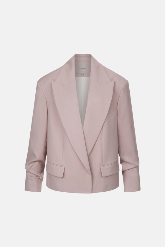 Oversized cotton blazer with gathered sleeves - photo 1