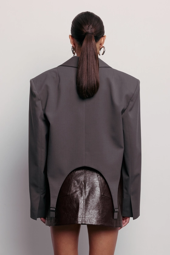 Жакет кроп вовняний з гартерами 