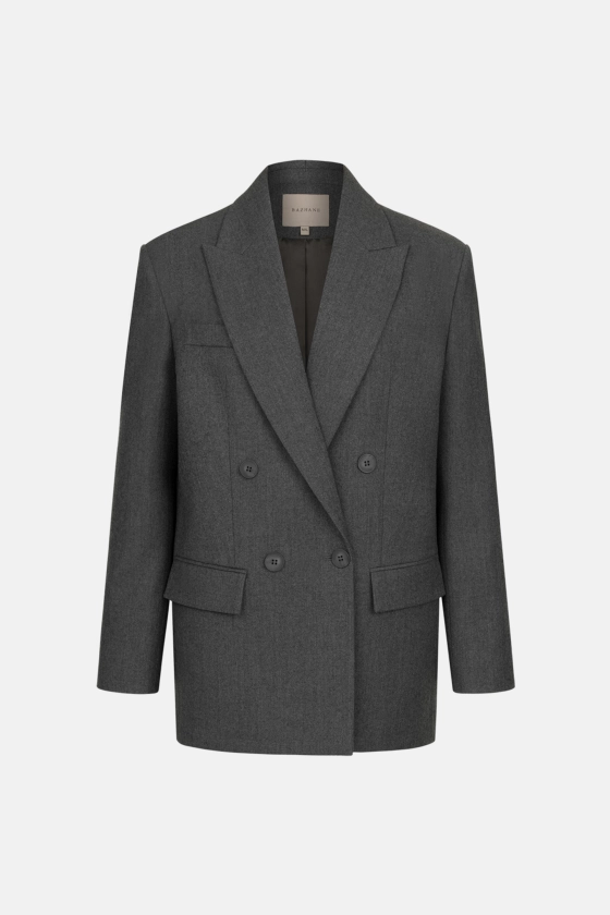 Oversized double-breasted wool blazer with shoulder pads - photo 1